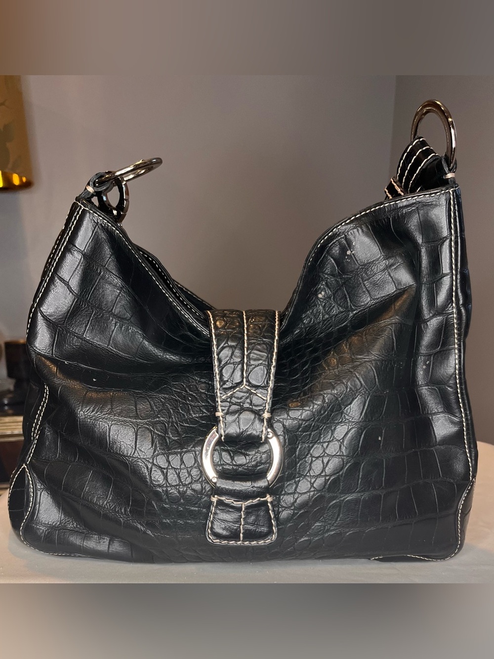 Donald J. Pliner Women’s Black Leather Handbag Hobo Shoulder Bag